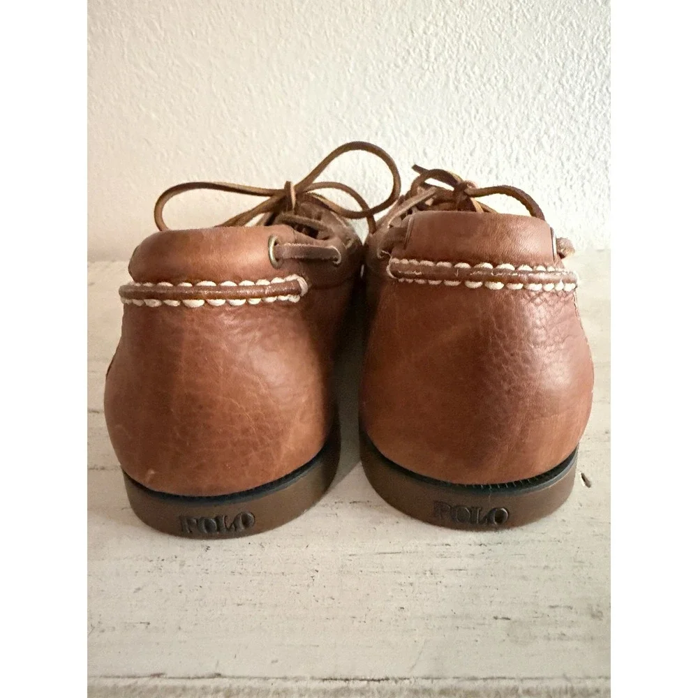 POLO RALPH LAUREN Men's Bienne Oil‎ Tumbled Leather Boat Shoes Tan US 11